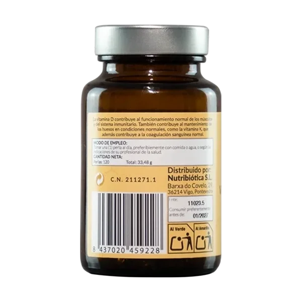 Vitamina D3 + K2 120 perlas